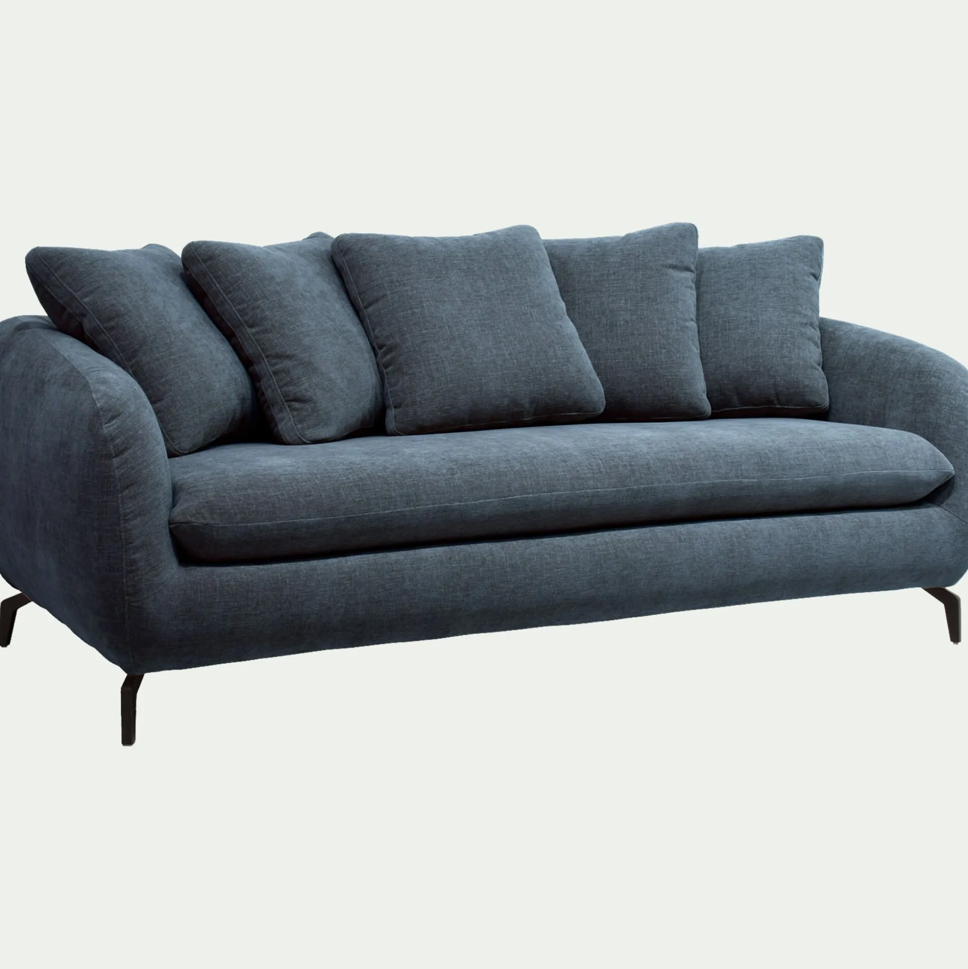 Canapé 3 places convertible en tissu tramé - bleu