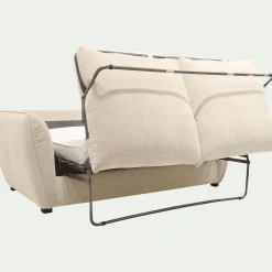 Canapé 3 places convertible en tissu Nature - blanc écru