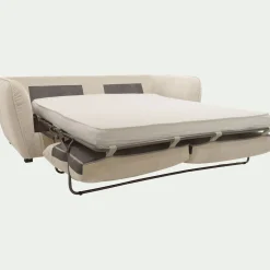 Canapé 3 places convertible en tissu Nature - blanc écru