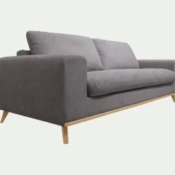 Canapé 4 places convertible en tissu Crown - gris restanque