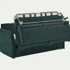 Canapé 3 places convertible en tissu avec matelas densité 25kg/m3 - bleu