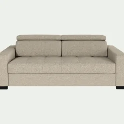 Canapé 3 places convertible en tissu pop avec accoudoirs 20cm - beige