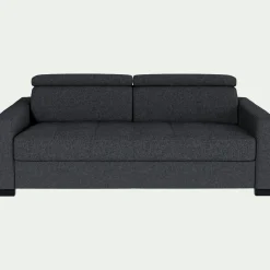 Canapé 3 places convertible en tissus pop avec accoudoirs 15cm - gris anthracite