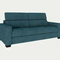 Canapé 3 places convertible en tissu monclar avec accoudoirs 20cm - bleu niolon