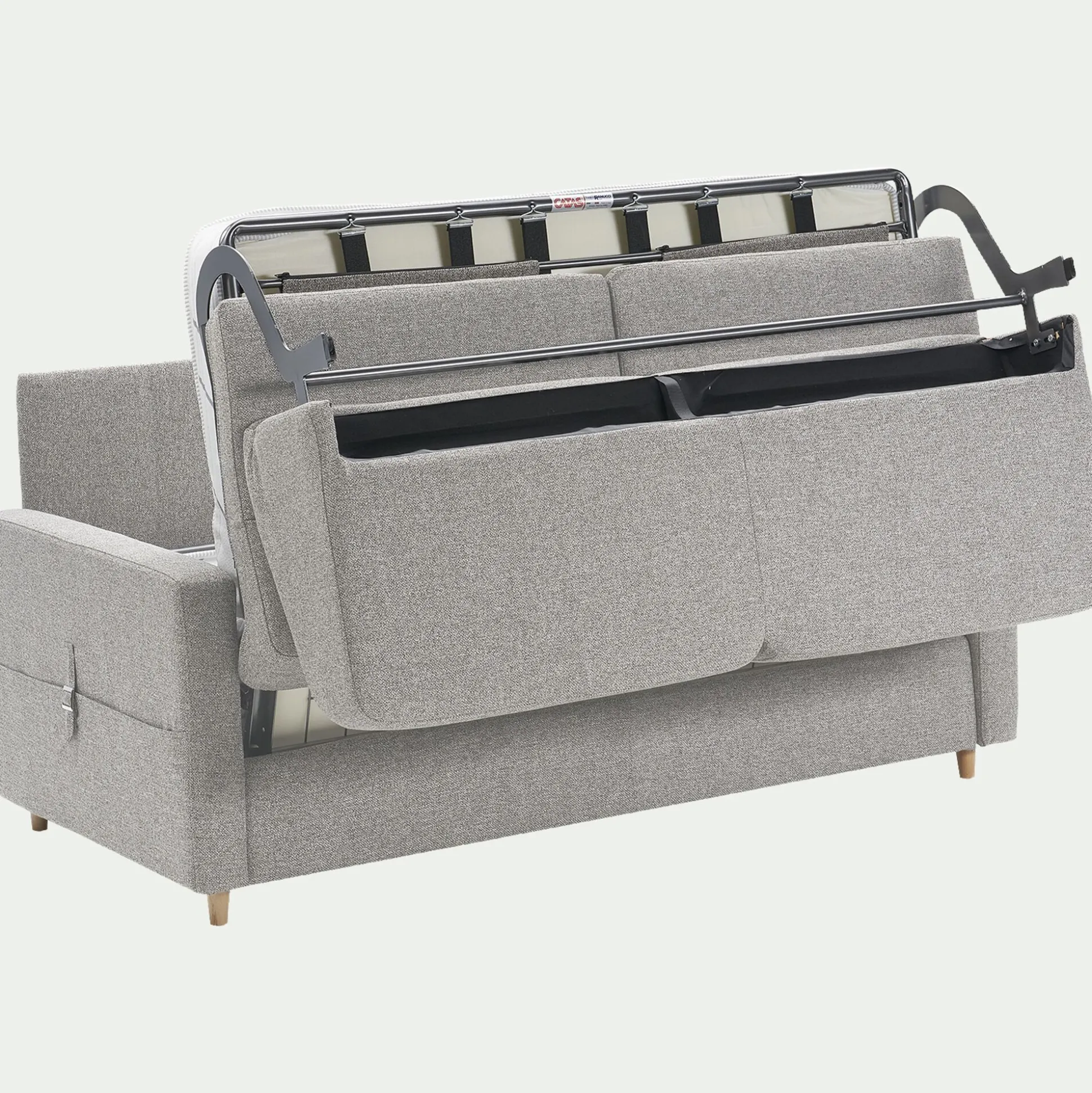 Canapé 4 places convertible en tissu matelas densité 35kg/m3 - gris borie
