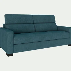 Canapé 3 places convertible en tissu monclar avec accoudoirs 15cm - bleu niolon