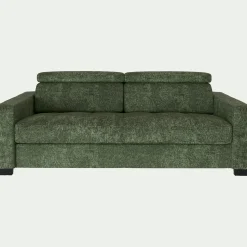 Canapé 3 places convertible en tissu genesis avec accoudoirs 20cm - vert cèdre