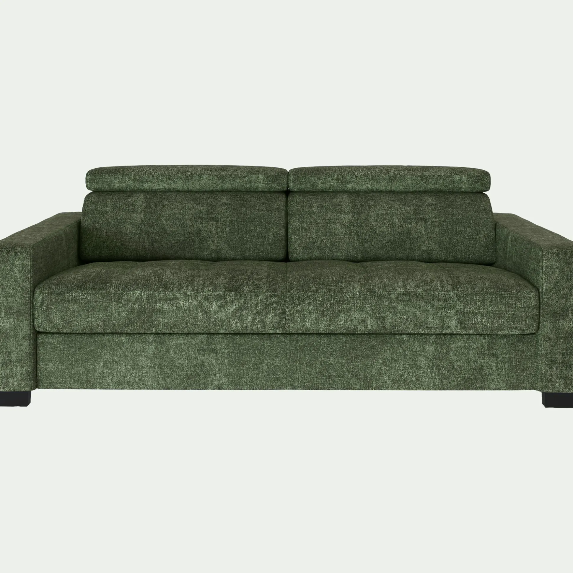 Canapé 3 places convertible en tissu genesis avec accoudoirs 20cm - vert cèdre