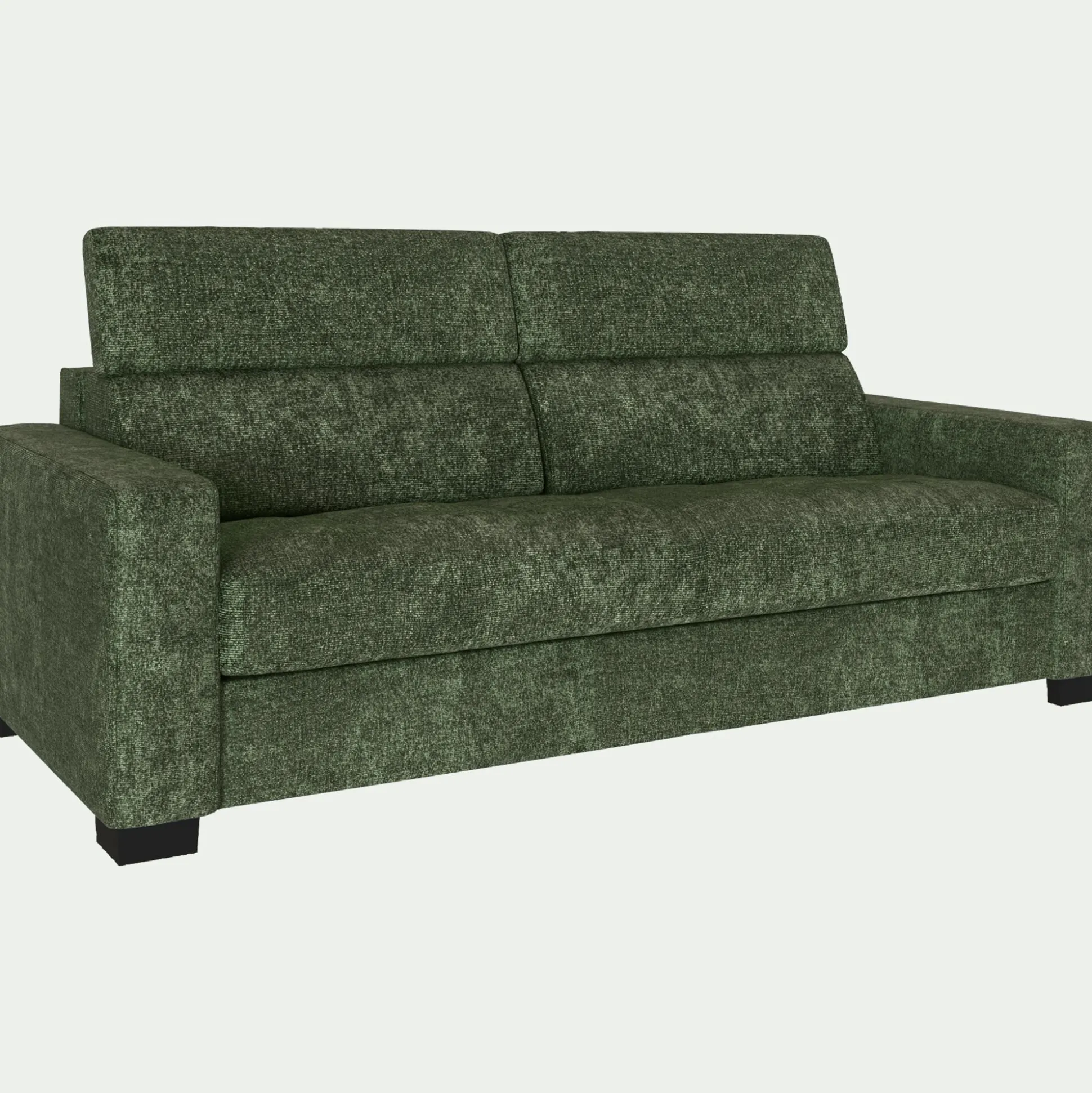 Canapé 3 places convertible en tissu genesis avec accoudoirs 20cm - vert cèdre