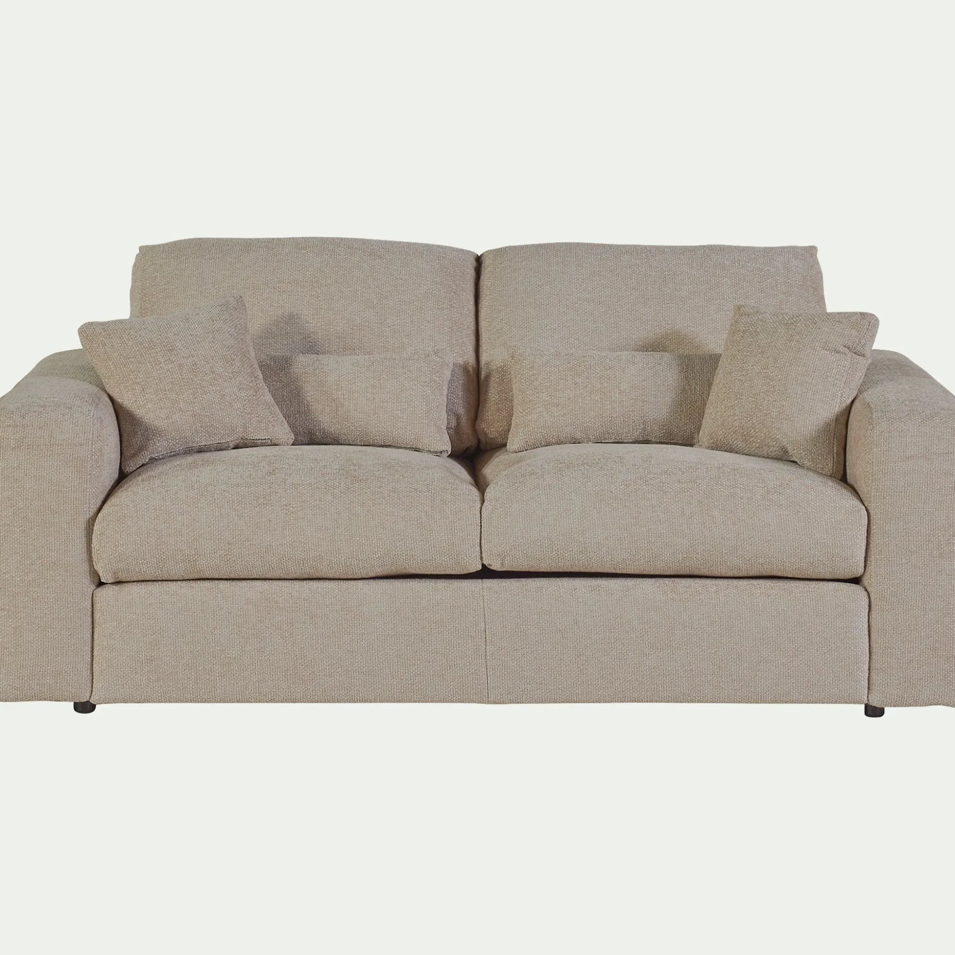 Canapé 3 places convertible en tissu chenille benjo - beige roucas