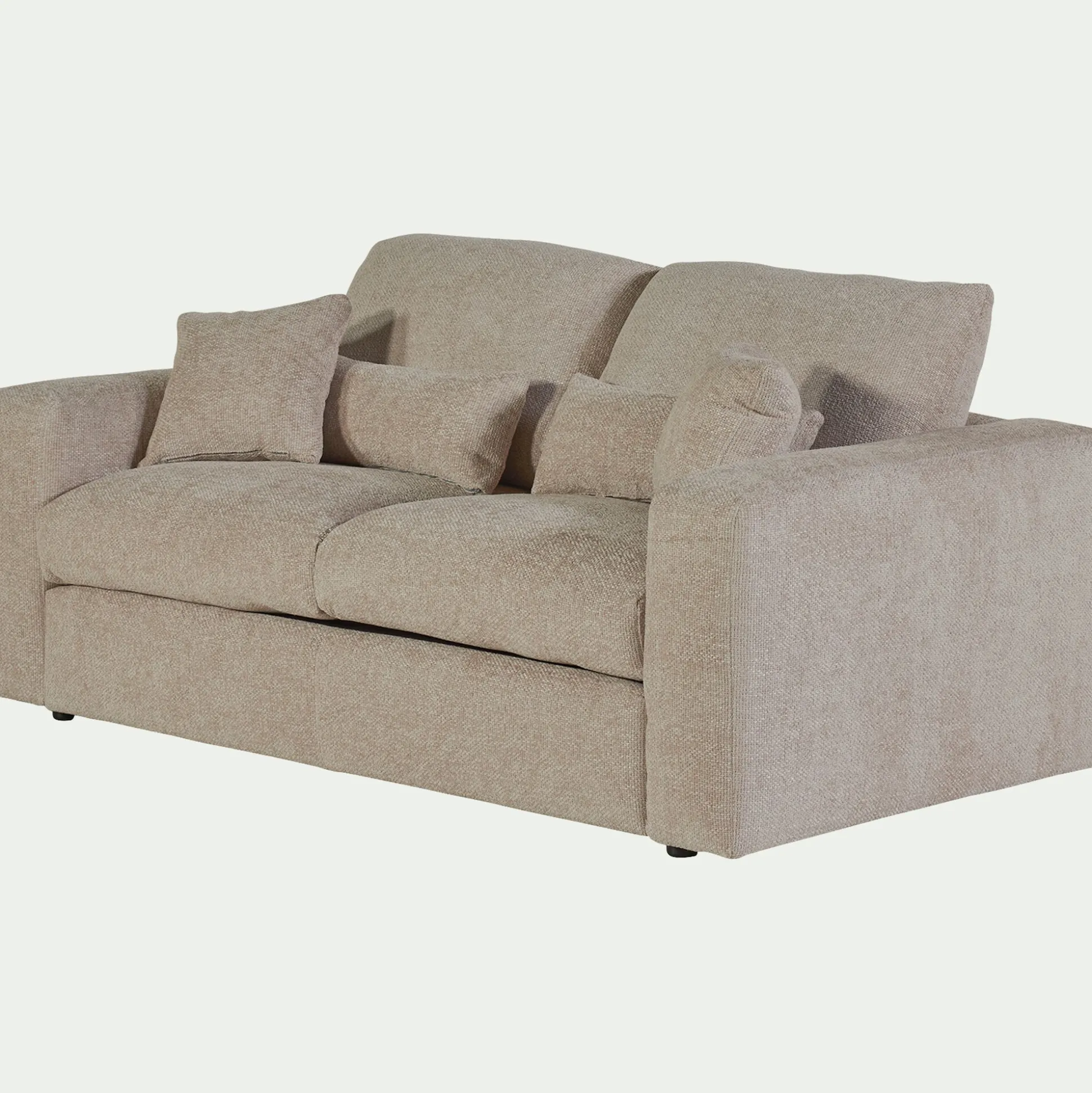 Canapé 3 places convertible en tissu chenille benjo - beige roucas