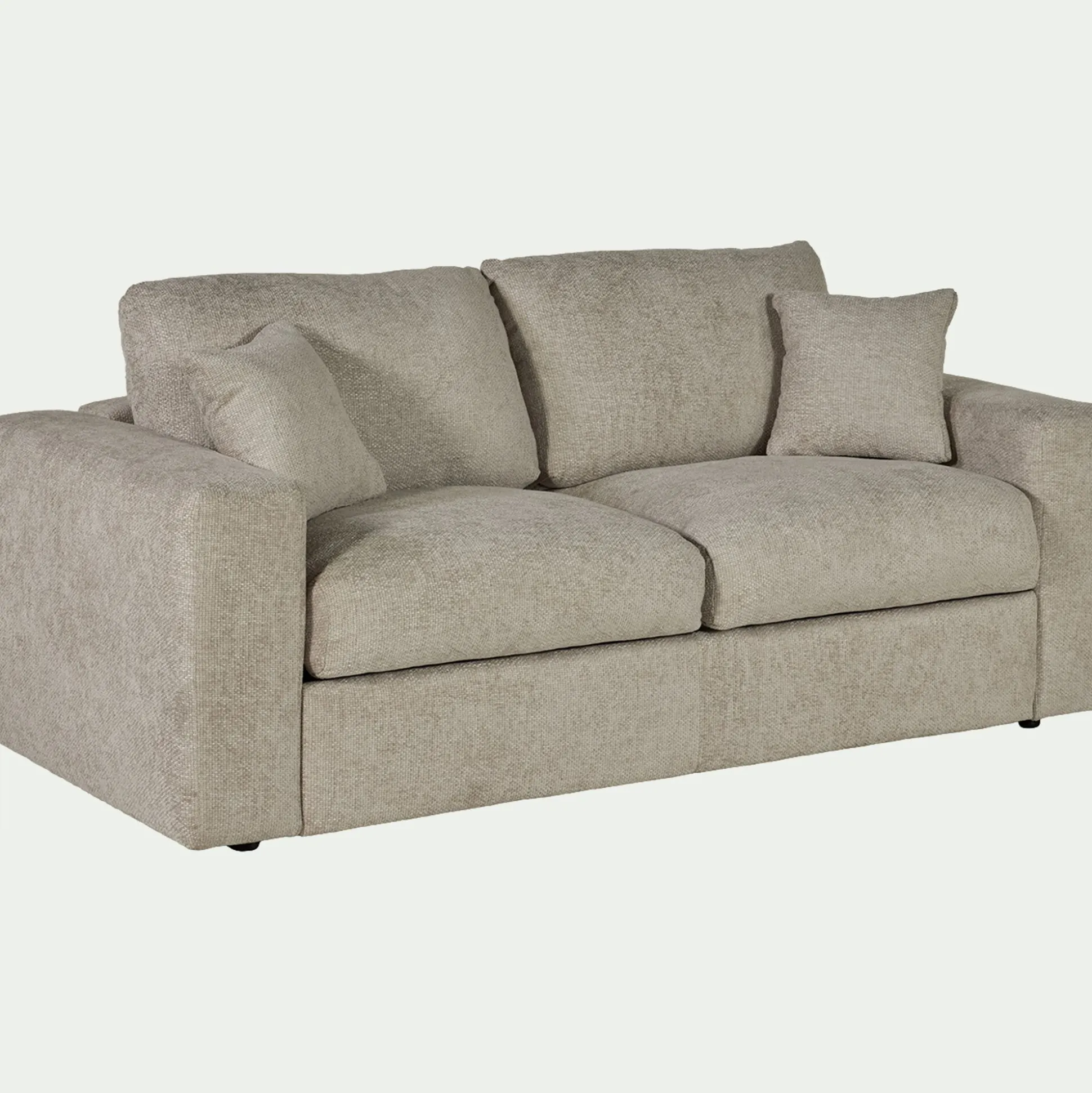 Canapé 3 places convertible en tissu chenille benjo - beige roucas