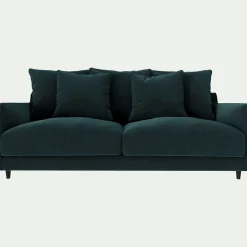 Canapé 3 places convertible en tissu velvet - bleu foncé