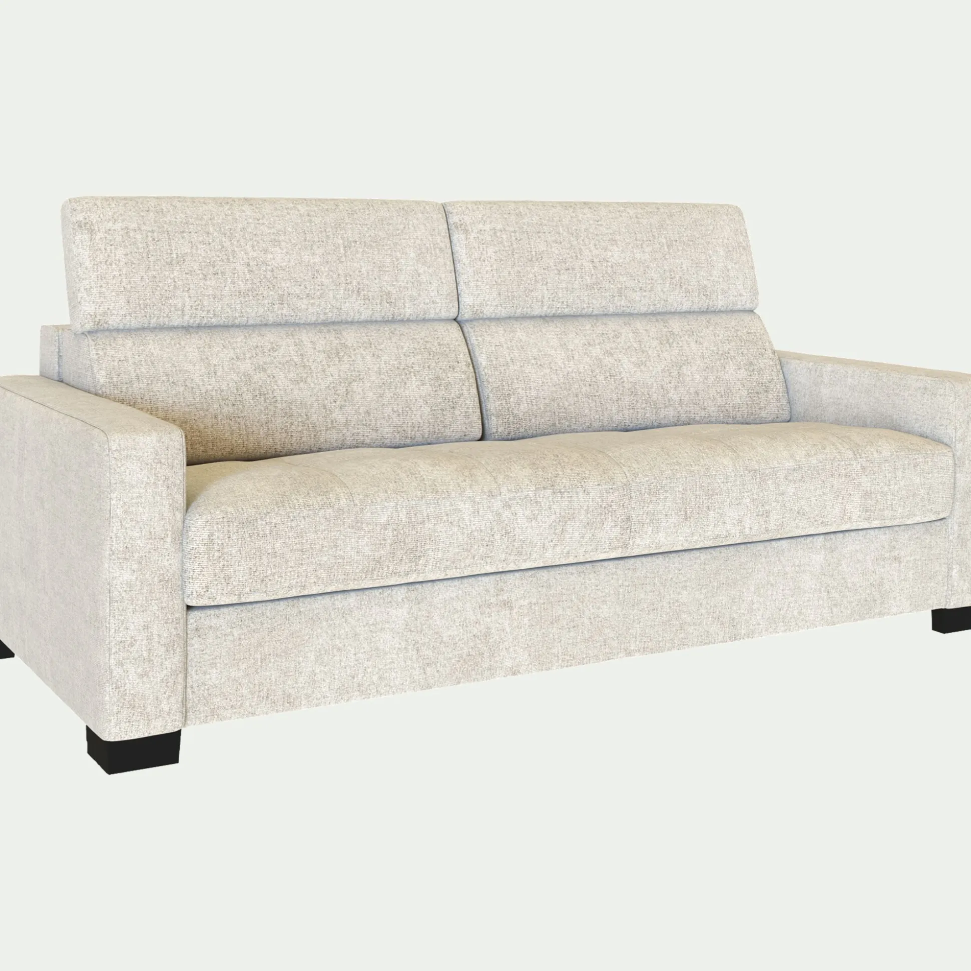 Canapé 3 places convertible en tissu genesis avec accoudoirs 15cm - blanc ventoux