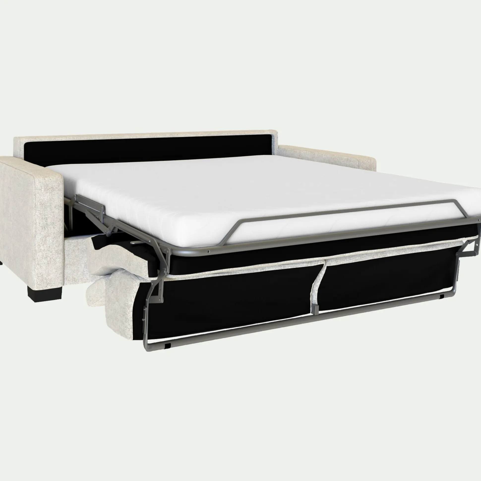 Canapé 3 places convertible en tissu genesis avec accoudoirs 15cm - blanc ventoux
