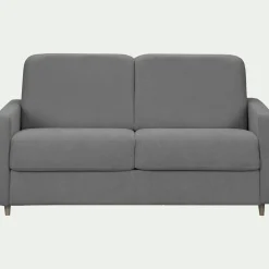 Canapé 3 places convertible en tissu Stella densité 25kg/m3 - gris restanque