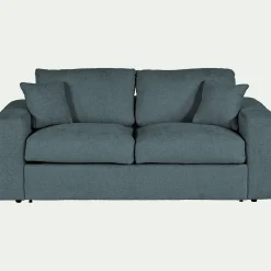 Canapé 3 places convertible en tissu chenille benjo - bleu calaluna