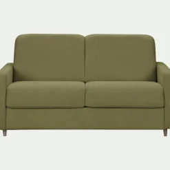 Canapé 3 places convertible en tissu Stella densité 25kg/m3 - vert cèdre