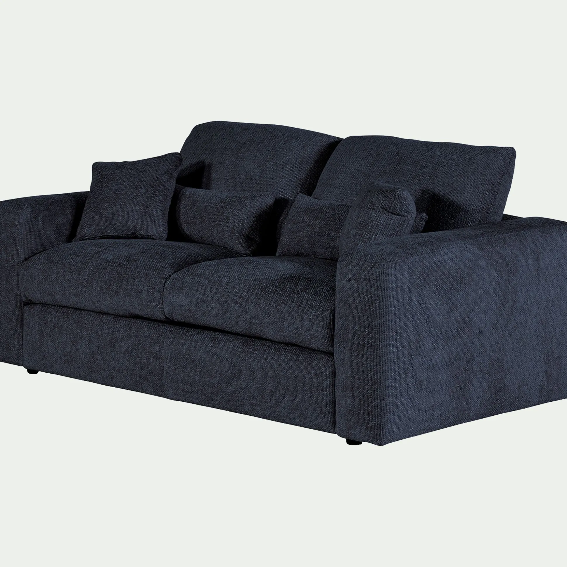 Canapé 3 places convertible en tissu chenille benjo - bleu marine