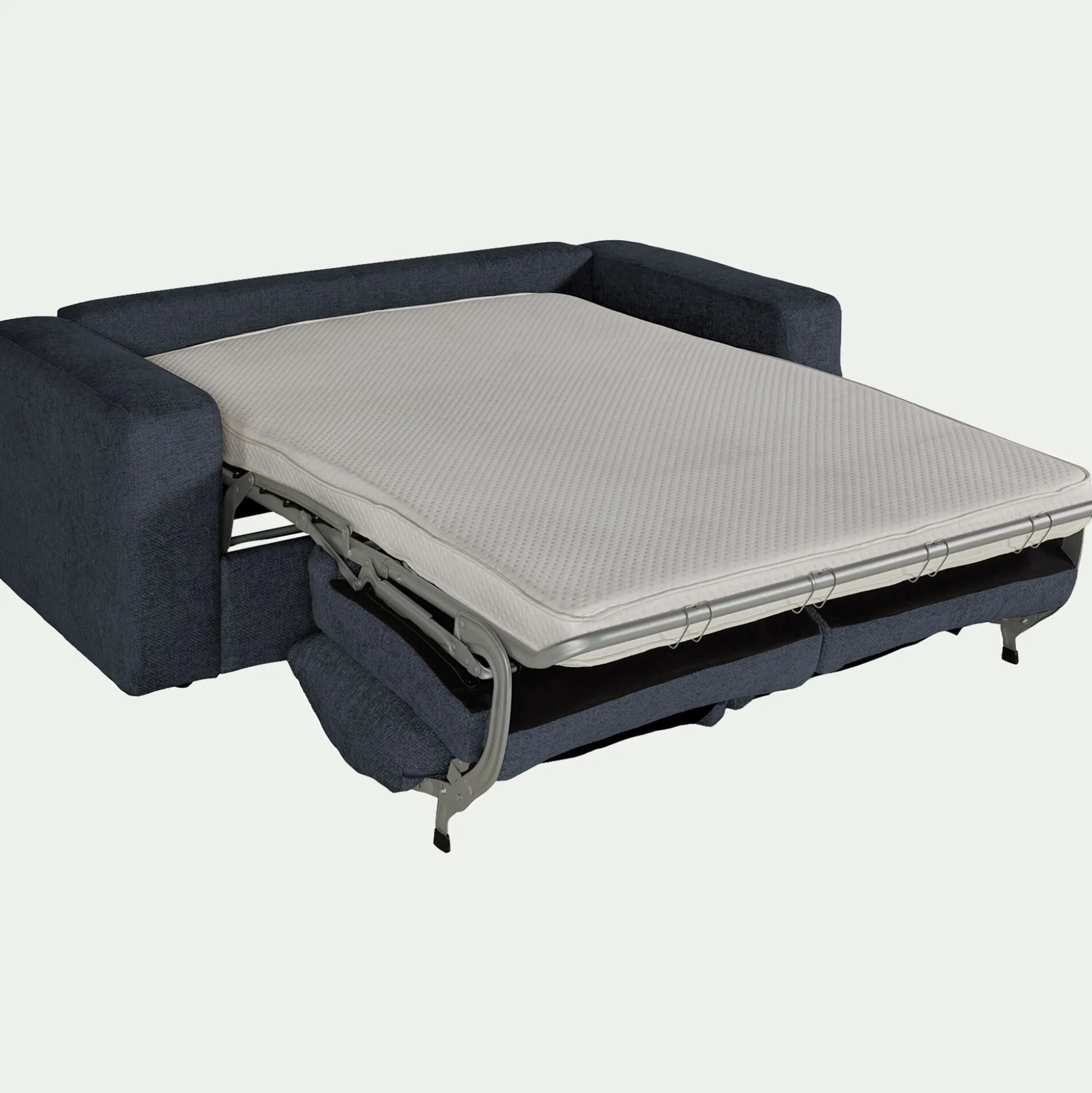 Canapé 3 places convertible en tissu chenille benjo - bleu marine