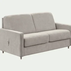 Canapé 3 places convertible en tissu Stella densité 25kg/m3 - beige roucas