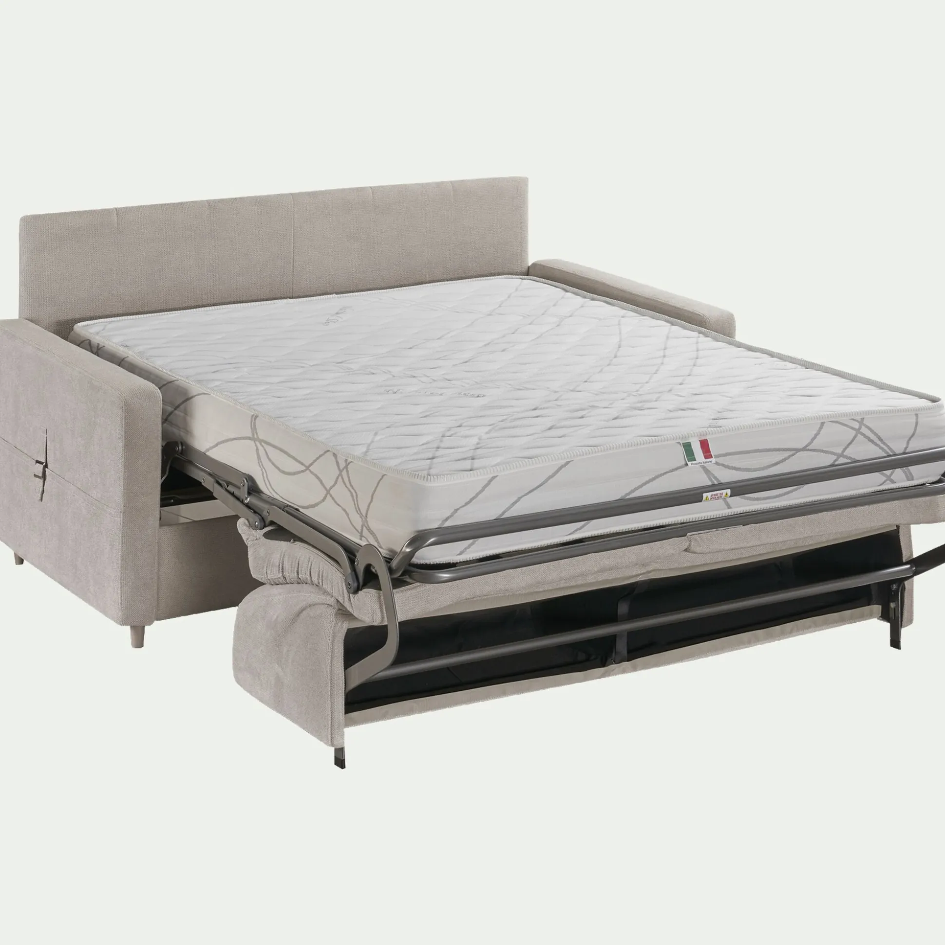 Canapé 3 places convertible en tissu Stella densité 25kg/m3 - beige roucas