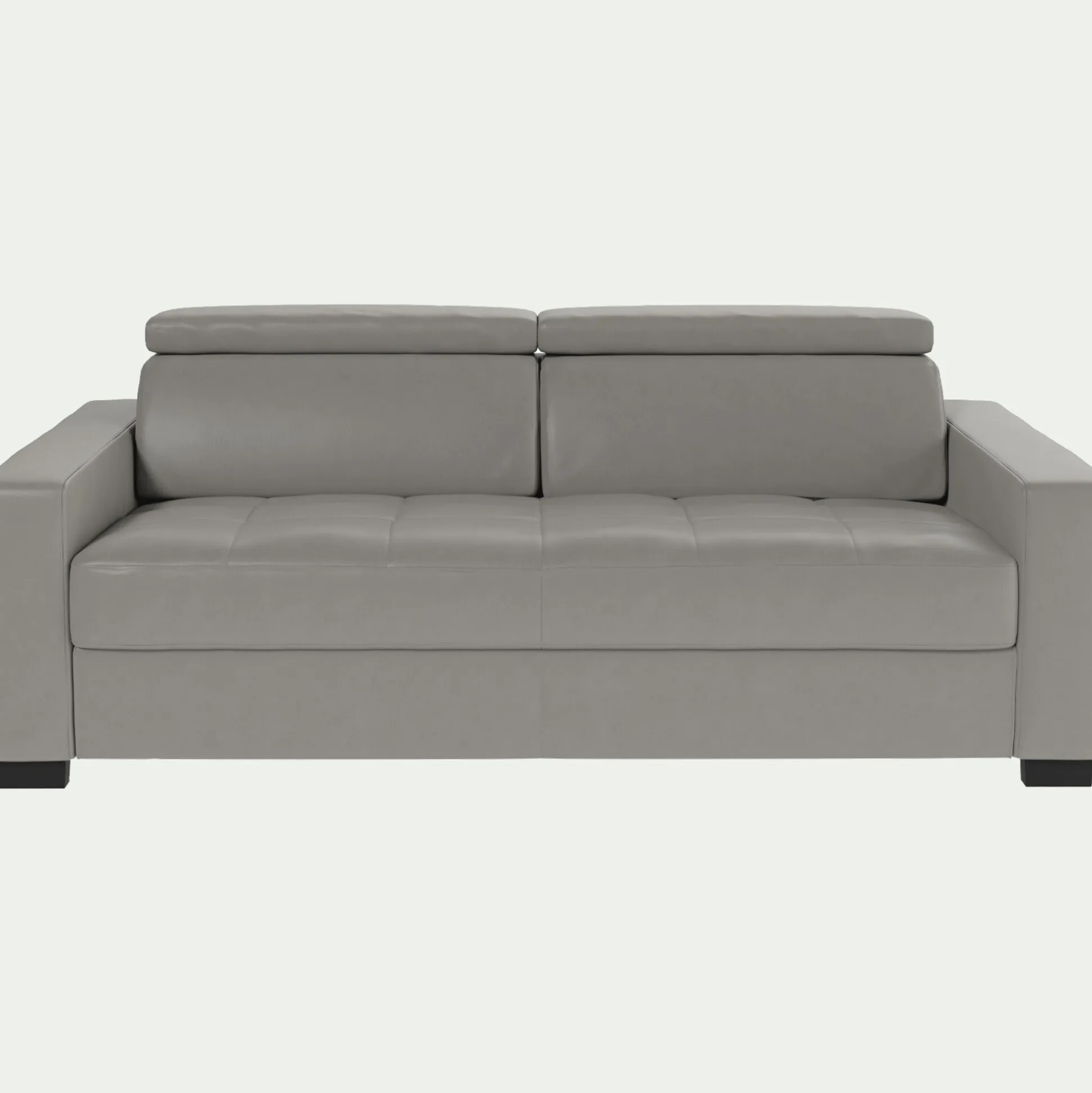 Canapé 3 places convertible en tissu cuir gris avec accoudoirs 20cm - gris borie