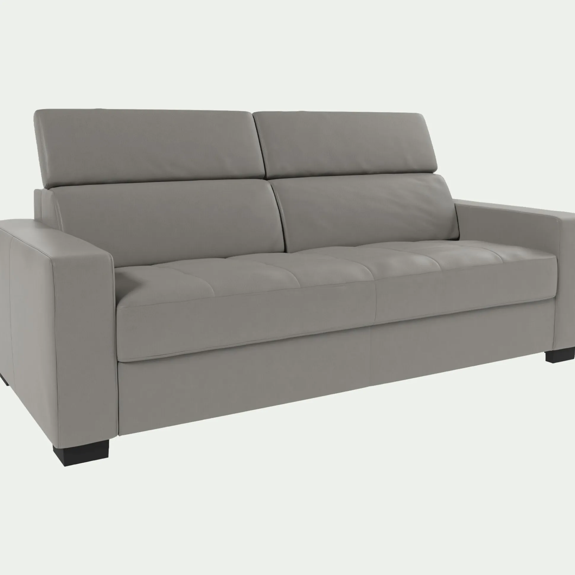 Canapé 3 places convertible en tissu cuir gris avec accoudoirs 20cm - gris borie