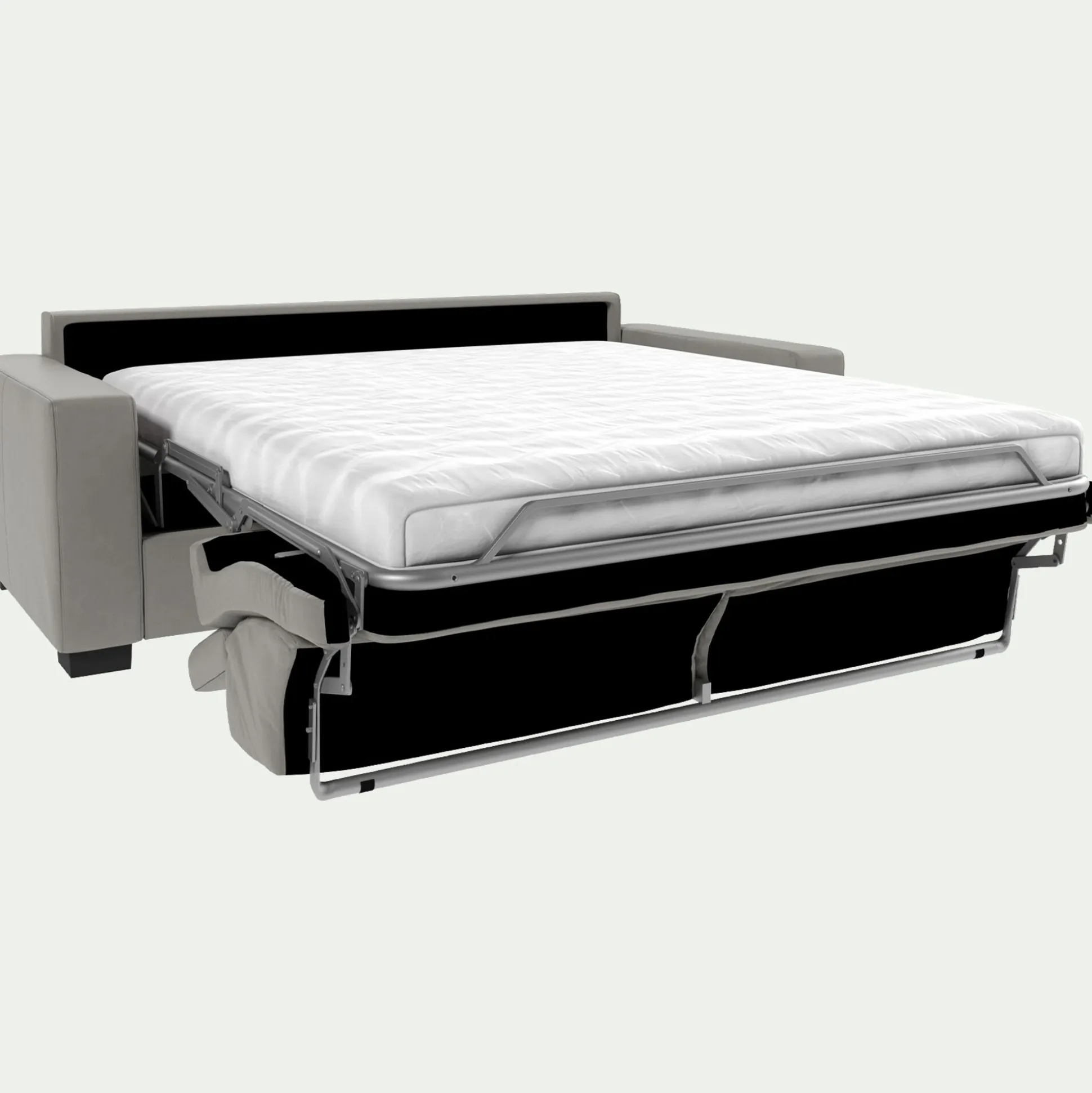 Canapé 3 places convertible en tissu cuir gris avec accoudoirs 20cm - gris borie