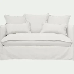 Canapé 2 places convertible en tissu wind - blanc écru