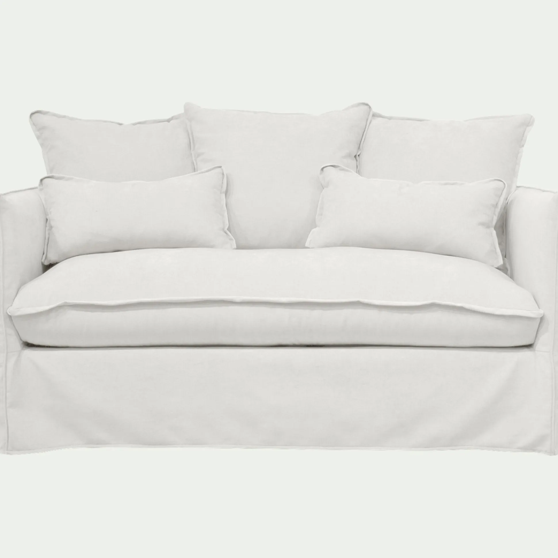 Canapé 2 places convertible en tissu wind - blanc écru