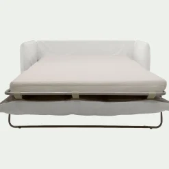 Canapé 2 places convertible en tissu wind - blanc écru