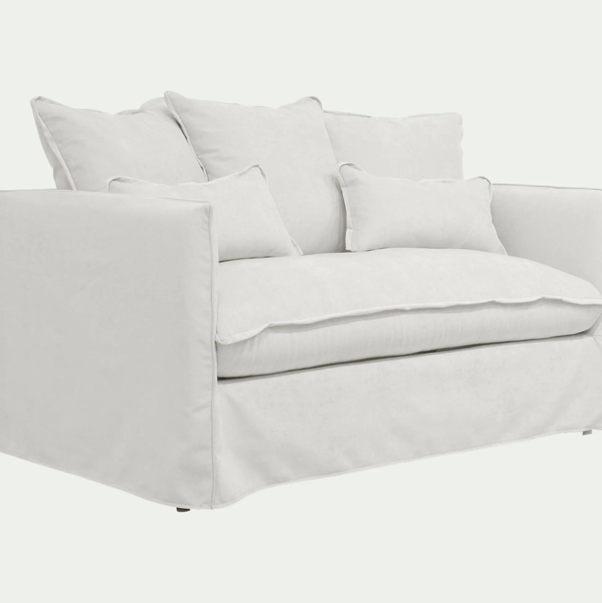 Canapé 2 places convertible en tissu wind - blanc écru