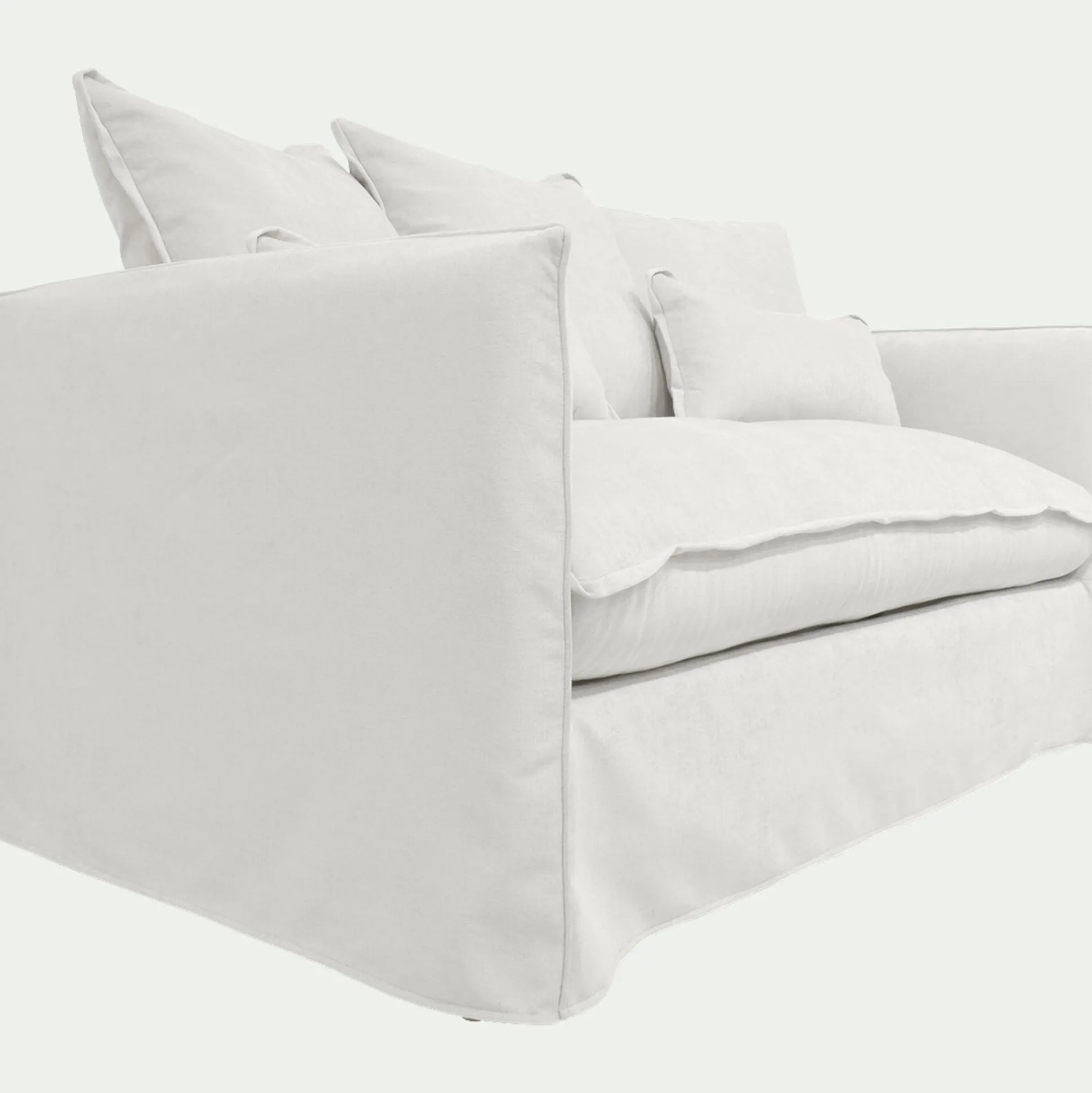 Canapé 2 places convertible en tissu wind - blanc écru