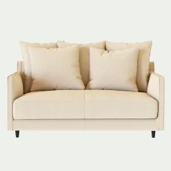Canapé 2 places convertible en tissu - beige roucas