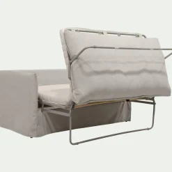 Canapé 2 places convertible en tissu wind - beige alpilles