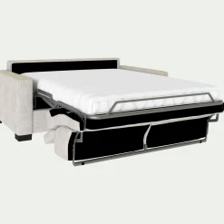 Canapé 2 places convertible en tissu monclar avec accoudoirs 15cm - beige roucas