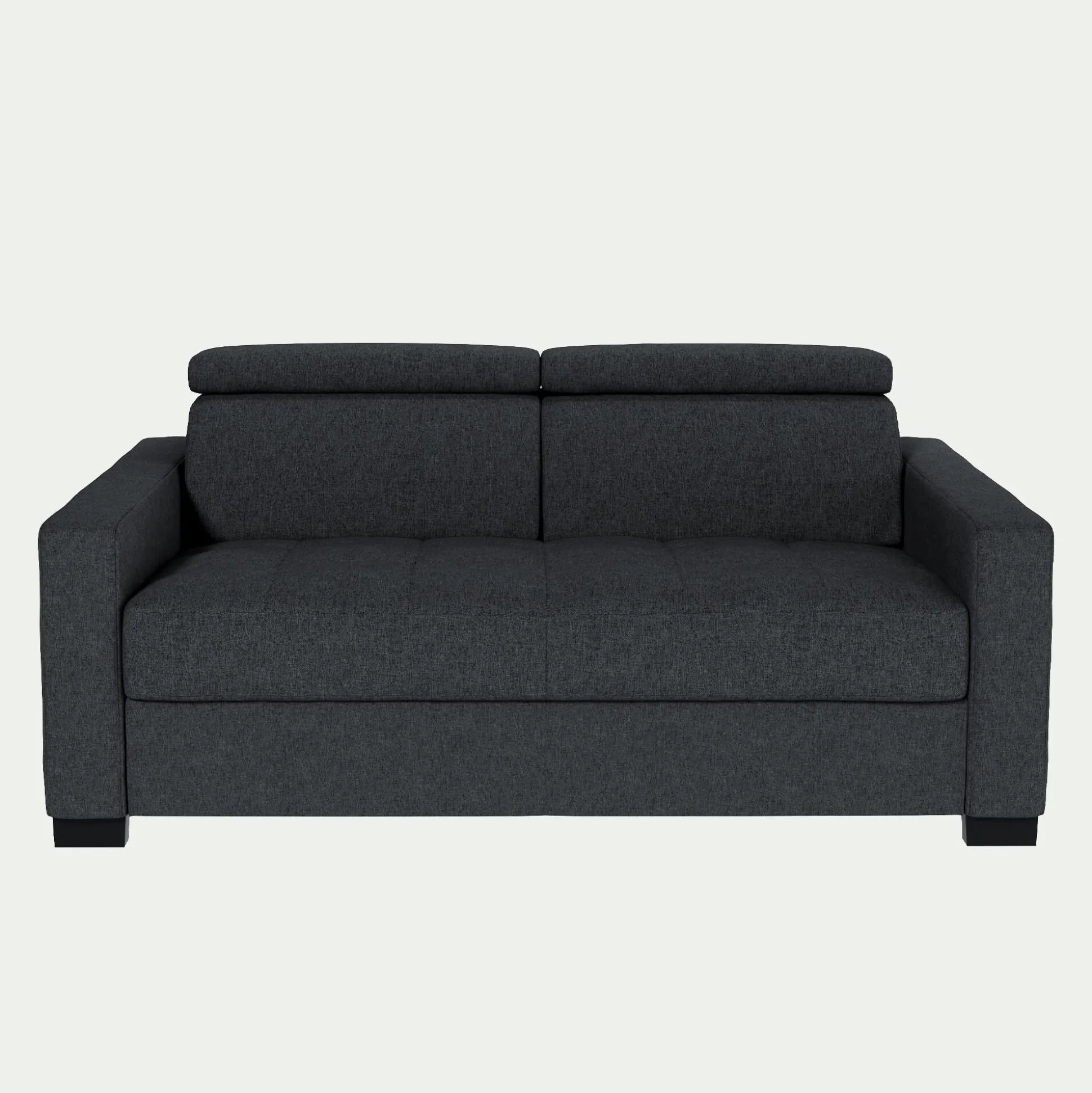 Canapé 2 places convertible en tissu pop avec accoudoirs 15cm - gris anthracite
