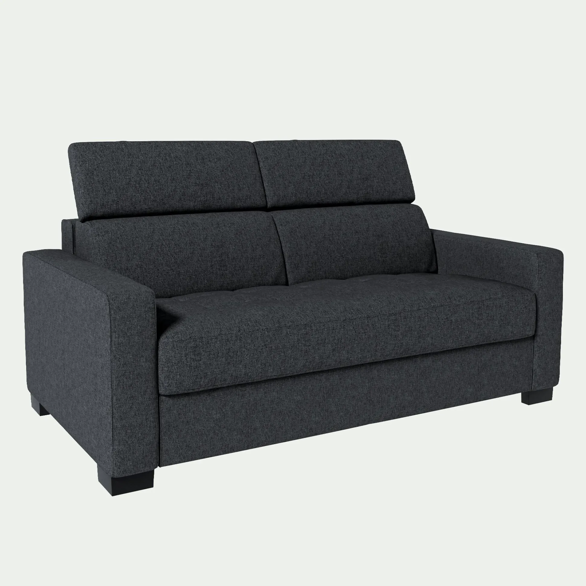 Canapé 2 places convertible en tissu pop avec accoudoirs 15cm - gris anthracite