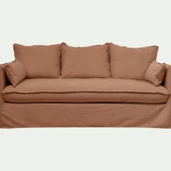 Canapé 3 places convertible en tissu wind - terracotta