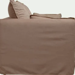 Canapé 3 places convertible en tissu wind - terracotta