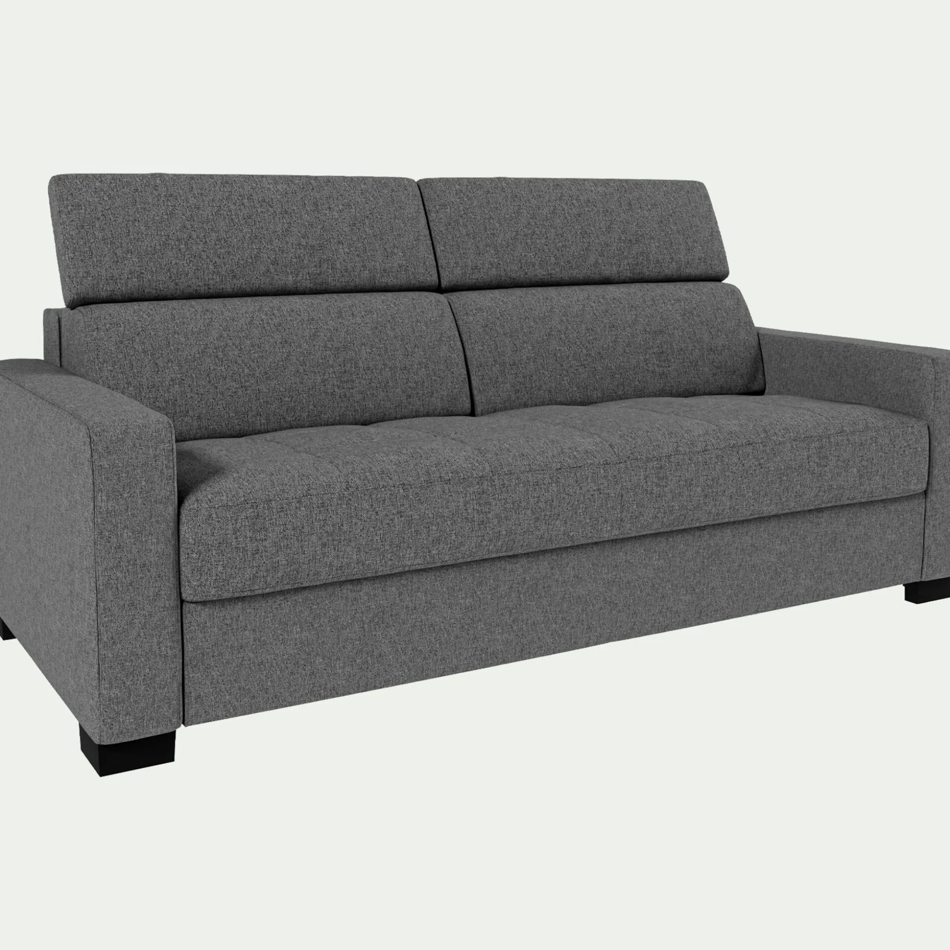 Canapé 3 places convertible en tissu pop avec accoudoirs 15cm - gris moyen
