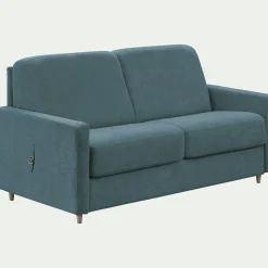 Canapé 3 places convertible en tissu Stella densité 25kg/m3 - bleu