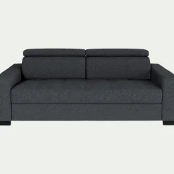 Canapé 3 places convertible en tissu pop avec matelas Bultex et accoudoirs 20cm - gris anthracite