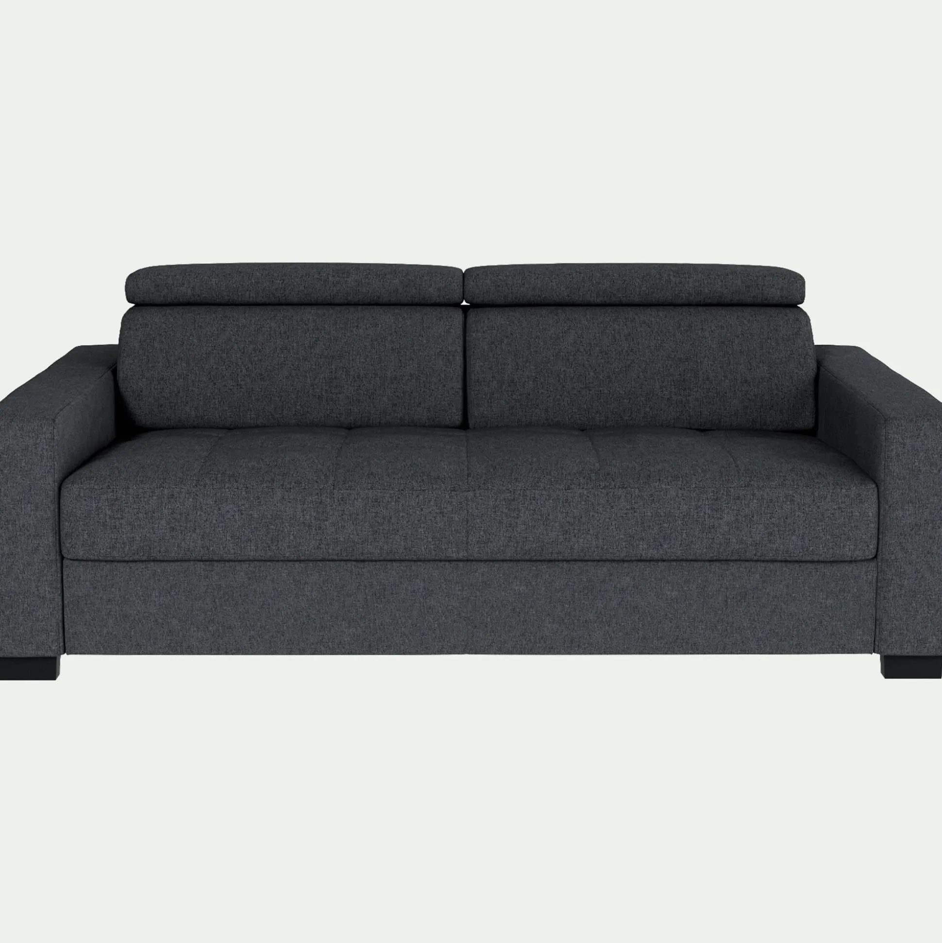 Canapé 3 places convertible en tissu pop avec matelas Bultex et accoudoirs 20cm - gris anthracite