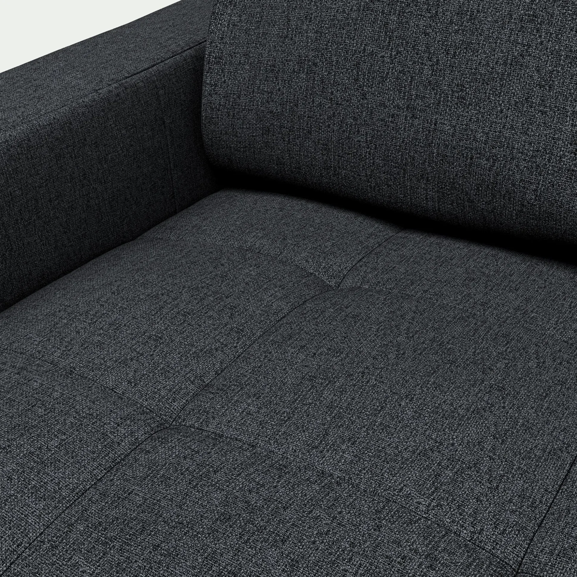 Canapé 3 places convertible en tissu pop avec matelas Bultex et accoudoirs 20cm - gris anthracite