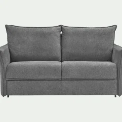 Canapé 3 places convertible en tissu avec matelas densité 35kg/m3 - gris restanque