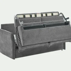 Canapé 3 places convertible en tissu avec matelas densité 35kg/m3 - gris restanque