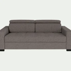 Canapé 3 places convertible en tissu pop avec matelas Bultex et accoudoirs 20cm - taupe