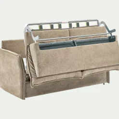 Canapé 3 places convertible en tissu avec matelas densité 35kg/m3 - beige roucas